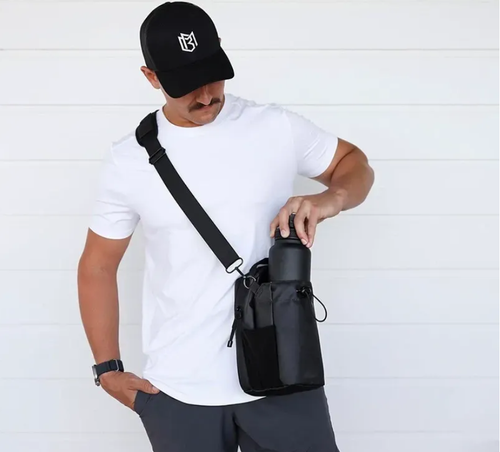 CustomWaterproof Nylon Zipper Magnet Phone Crossbody Pouch Sport Fitness Water Bottle Holder Magnetic Gym Bag for Gym with Strap