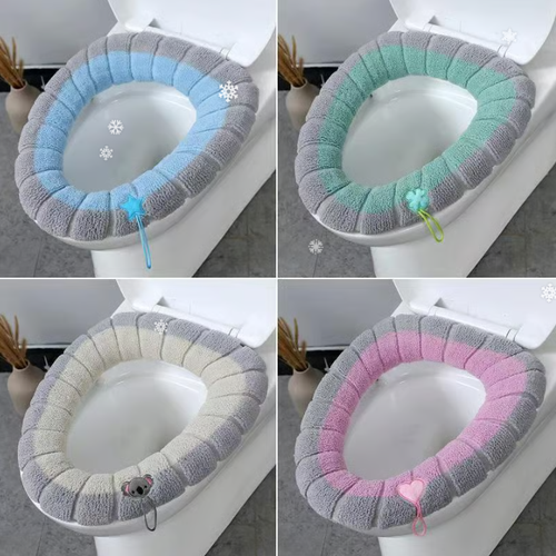 2pcs Bathroom Soft  Warmer Stretchable Washable Toilet Seat Cover Pads