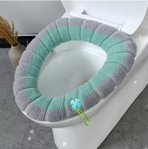 2pcs Bathroom Soft  Warmer Stretchable Washable Toilet Seat Cover Pads