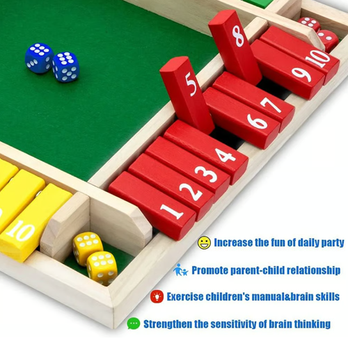 SHUT THE BOX-WOODEN DICE BOARD GAME