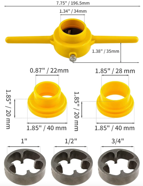 Water Pipe Die Plastic Pipe Die Tap Wrench Set