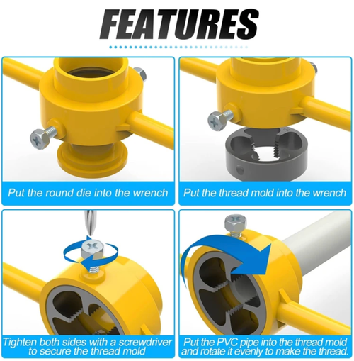 Water Pipe Die Plastic Pipe Die Tap Wrench Set