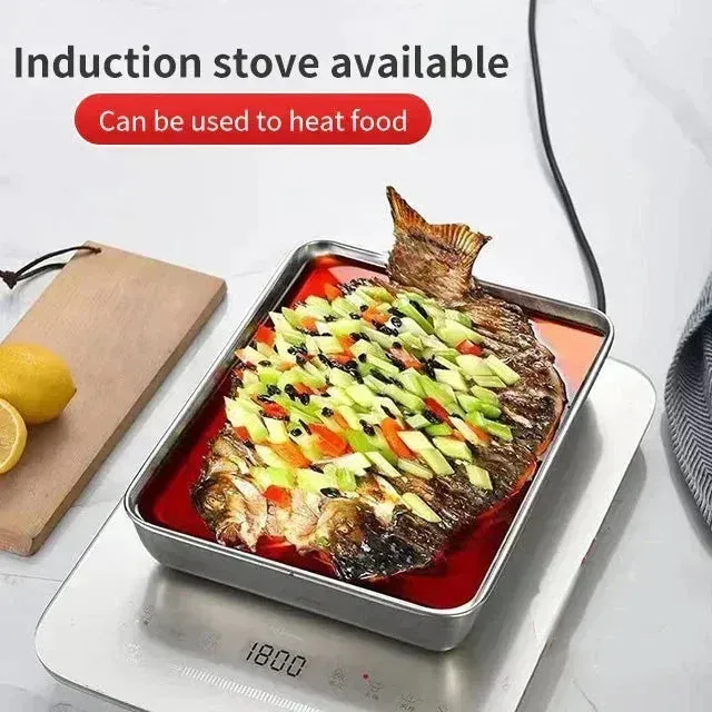 🔥🔥🔥6 Pcs Stainless Steel Square Plate（With Lid）🔥🔥🔥