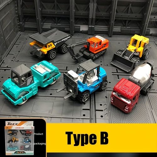 6pcs Alloy Engineering Vehicle Set ModelDie-Cast Alloy Metal Toy TrucksLoader Tractor Excavator ToysHoliday GiftChristmas GiftHalloween GiftPackaging Style Random