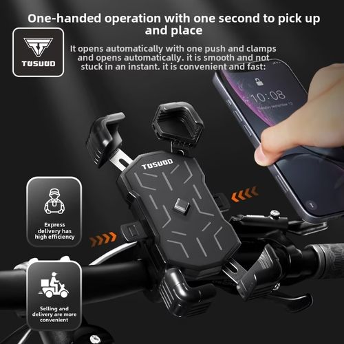 TOSUOD 1pc Automatic Sensing Mobile Phone Holder That Opens And Closes, Features Multi-Angle Adjustments, Secure Clamping, Compatible with Different Iphone And Android Devices, Ideal for Use on Bicycles, Motorcycles, And Electric Scooters