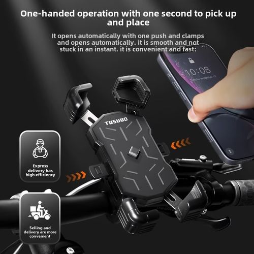 TOSUOD 1pc Automatic Sensing Mobile Phone Holder That Opens And Closes, Features Multi-Angle Adjustments, Secure Clamping, Compatible with Different Iphone And Android Devices, Ideal for Use on Bicycles, Motorcycles, And Electric Scooters