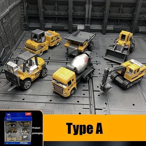 6pcs Alloy Engineering Vehicle Set ModelDie-Cast Alloy Metal Toy TrucksLoader Tractor Excavator ToysHoliday GiftChristmas GiftHalloween GiftPackaging Style Random