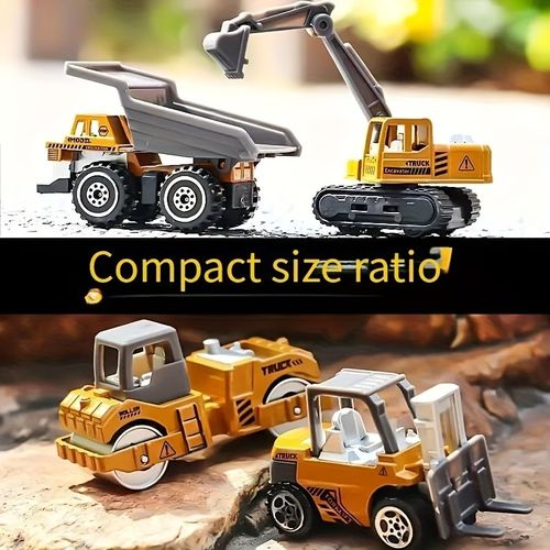 6pcs Alloy Engineering Vehicle Set ModelDie-Cast Alloy Metal Toy TrucksLoader Tractor Excavator ToysHoliday GiftChristmas GiftHalloween GiftPackaging Style Random