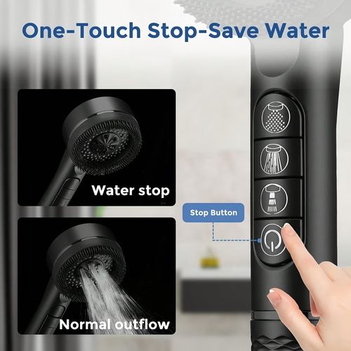 High-Performance Shower Head with Three Spray Settings, Featuring a 1.5-Meter Hose And a Sleek Matte Black PVC Design, Designed for Easy Installation Without Tools, Perfect for a Spa-Like Experience. For shower use only