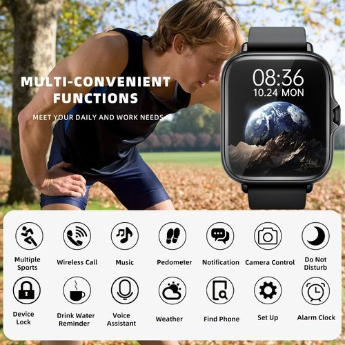 Smart Sports Watch with a 1.83-Inch Full Touchscreen, Information Reception, Calling Features, Health Monitoring, Step Tracking, Message Alerts, Compatible with for Iphone And Android, Perfect Gift for Boyfriend Or Girlfriend, Birthday Present