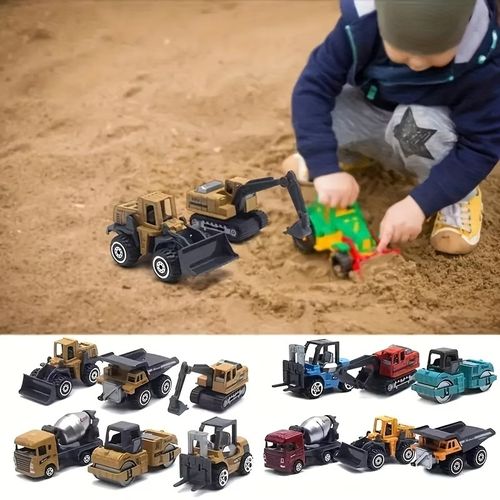 6pcs Alloy Engineering Vehicle Set ModelDie-Cast Alloy Metal Toy TrucksLoader Tractor Excavator ToysHoliday GiftChristmas GiftHalloween GiftPackaging Style Random