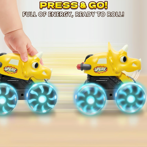Press & Go Dino Truck Toy with Motion Activated Light for Toddlers🎁Best Birthday Gifts for Baby