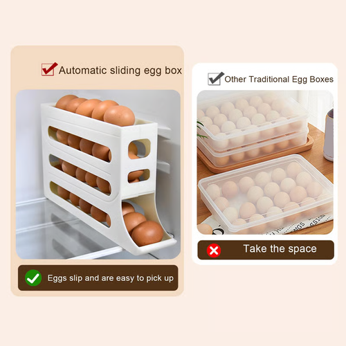 Buy one, get two  Egg Holder for Fridge, Eggs Dispenser Auto Rolling