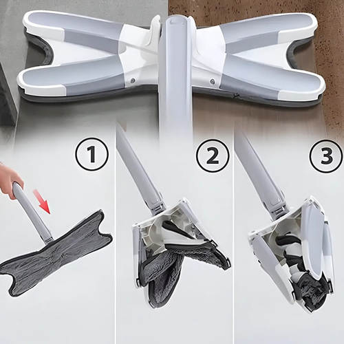 Mop cu Stoarcere Automată, Cap Flexibil, Rotativ 360° și Microfibră Super Absorbantă