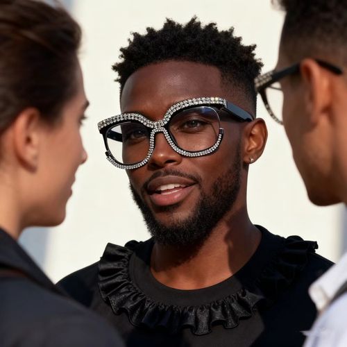 Black Oversized Rhinestone Sunglasses  Glam Statement Shades