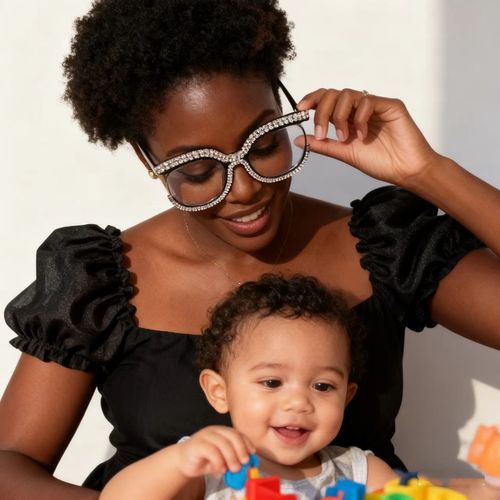 Black Oversized Rhinestone Sunglasses  Glam Statement Shades