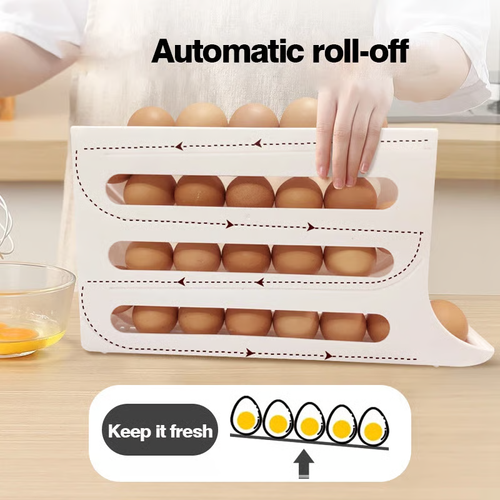 Buy one, get two  Egg Holder for Fridge, Eggs Dispenser Auto Rolling