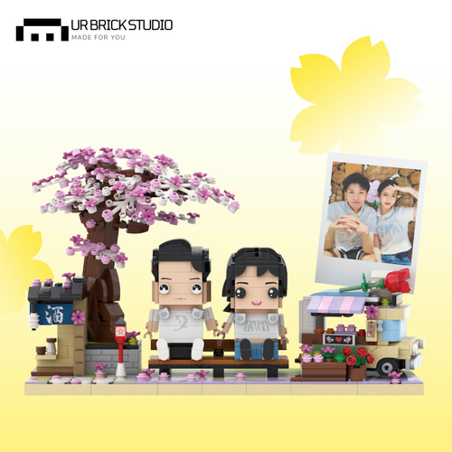 Customised Couple Brick Figures - Cherry Blossom Edition