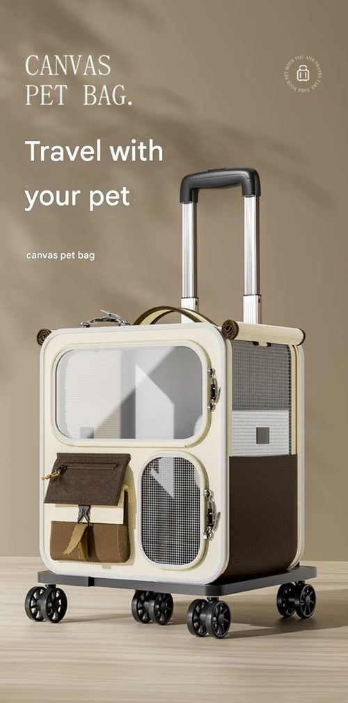 Cat and dog dual-use large capacity backpack trolley case, breathable panoramic window and folding design |, portable cat bag for car, travel, outing, shock-absorbing safety buckle and private cabin