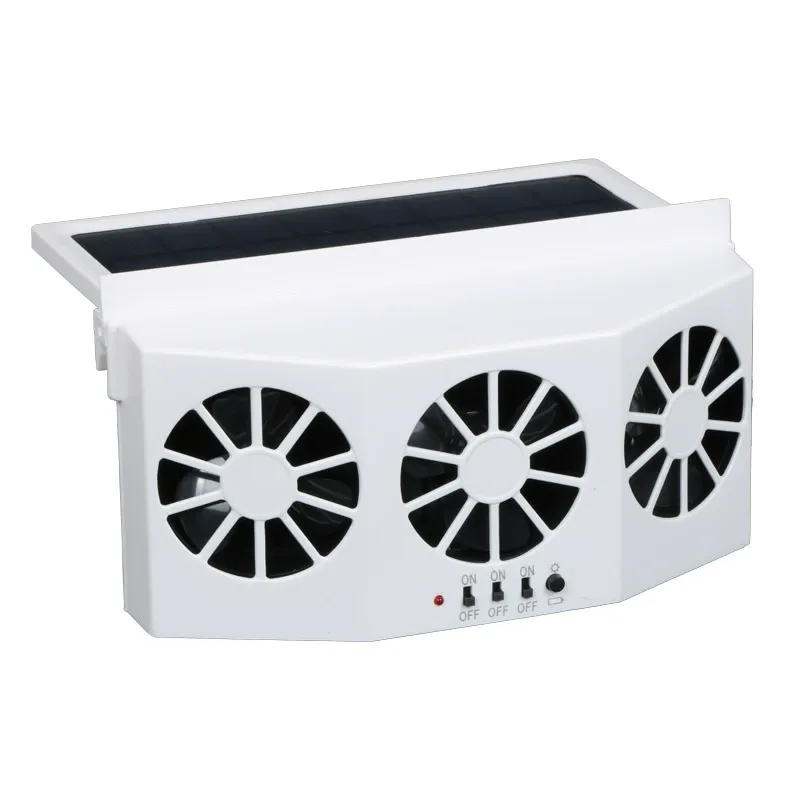 Solar-powered car cooling device, car exhaust fan, deodorizing and air-circulating exhaust fan, car ventilation fan.