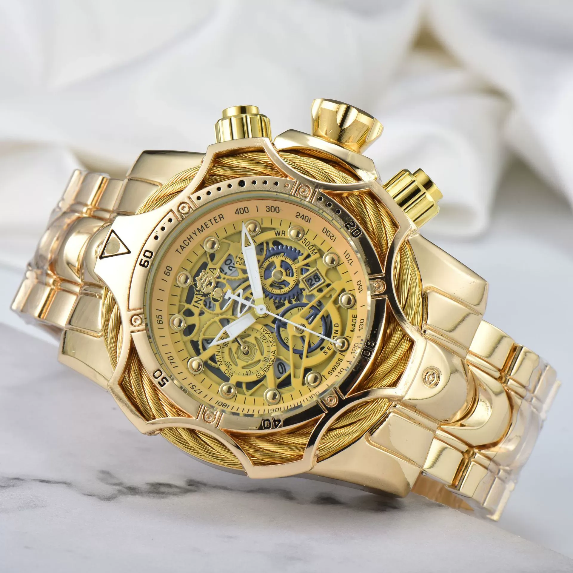 Men's Street Style Fashion Round Dial Analog Quartz Watch with Box - Trendy All-match & Exquisite Birthday Gift Father's Day Gifts