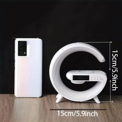 RGB Night Light Lamp Multifunctional Wireless Speaker, Multifunctional Wireless Speaker with Alarm Clock, Wireless Charger Station Pad for iPhone, Samsung, Xiaomi, Huawei