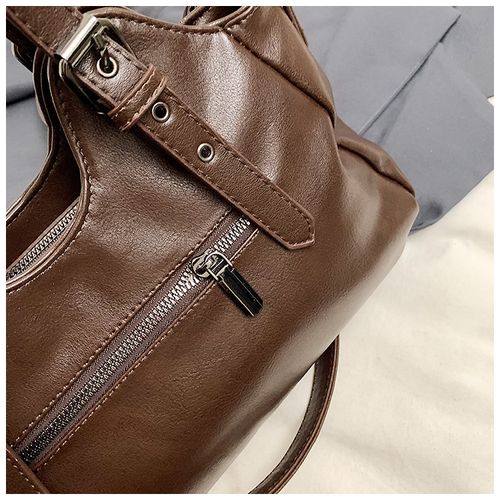 Retro European and American large capacity tote bag 2025 new handbag messenger bag splicing women's bag simple soft leather underarm bag