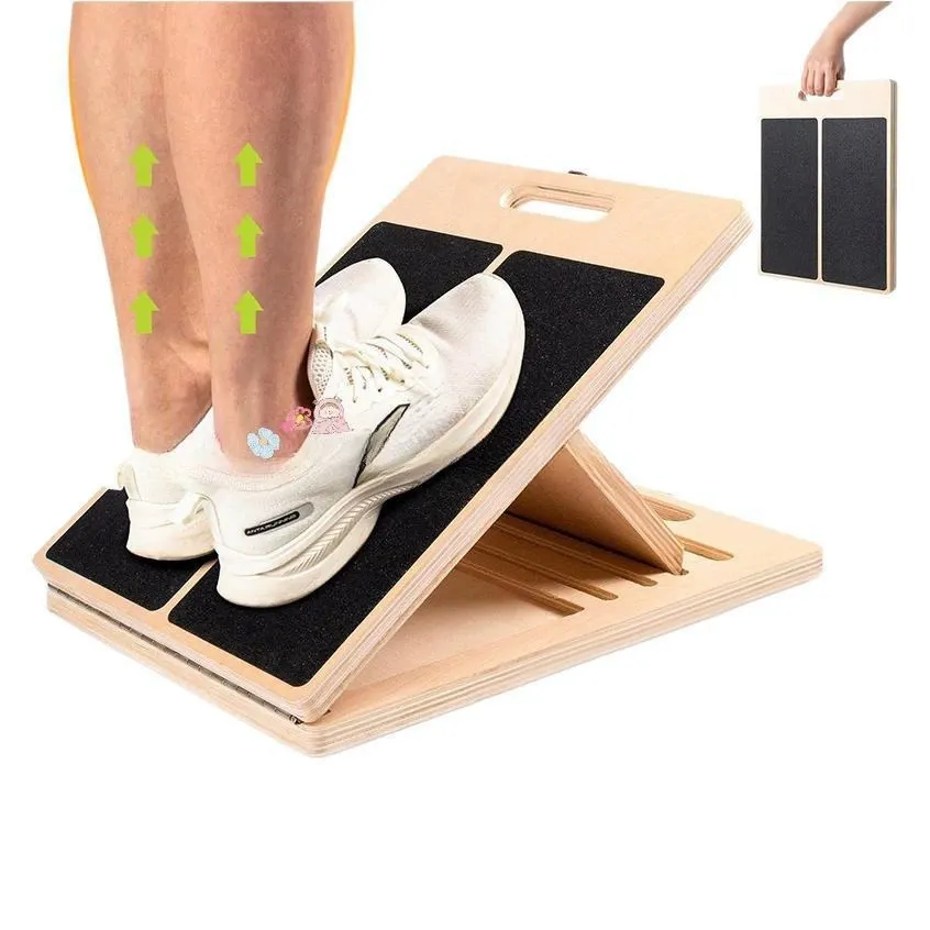 Wooden fitness board multi-position adjustable stretching board exercise standing stretching bench calf tilt board