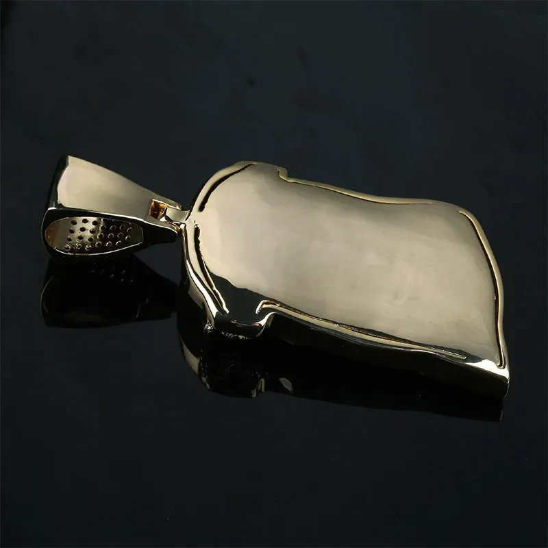 Men's vintage portrait pendant with micro-set cubic zirconia, a large and exaggerated hip-hop style accessory.