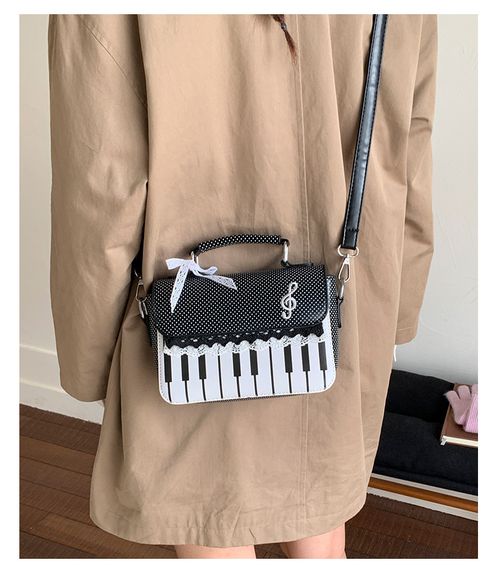 Small square handbag with piano design, a high-end, unique design shoulder and crossbody bag for women.