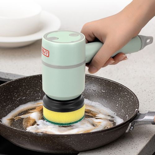 Multifunctional cleaning brush electric household long handle replaceable head kitchen dishwashing brush bathroom shoe brush with four brush heads