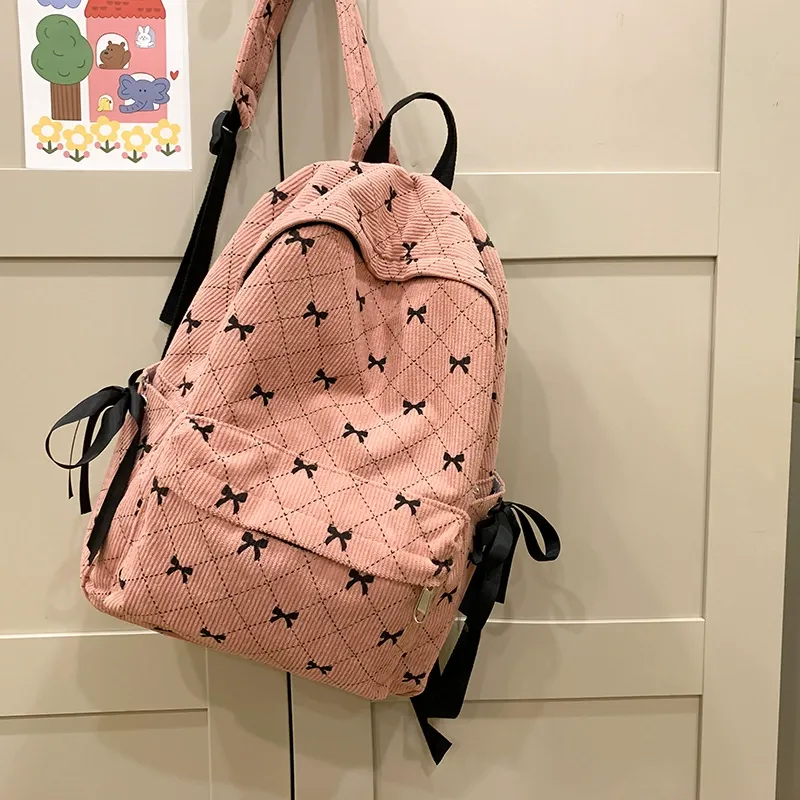 Cute schoolbag for female college students, fashionable bowknot backpack, Japanese style, versatile travel computer backpack