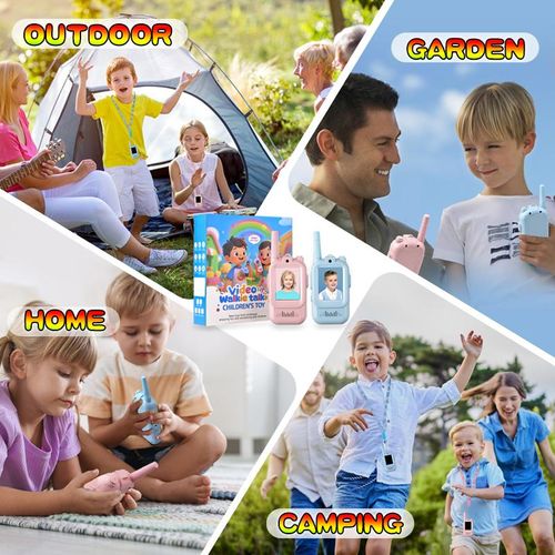 Video call intercom christmas gift Handheld 2 Pack RechargeableVideo Intercom Kids Walkies Talkies, IndoorOutdoor Toys for Family Games, Outside, Camping