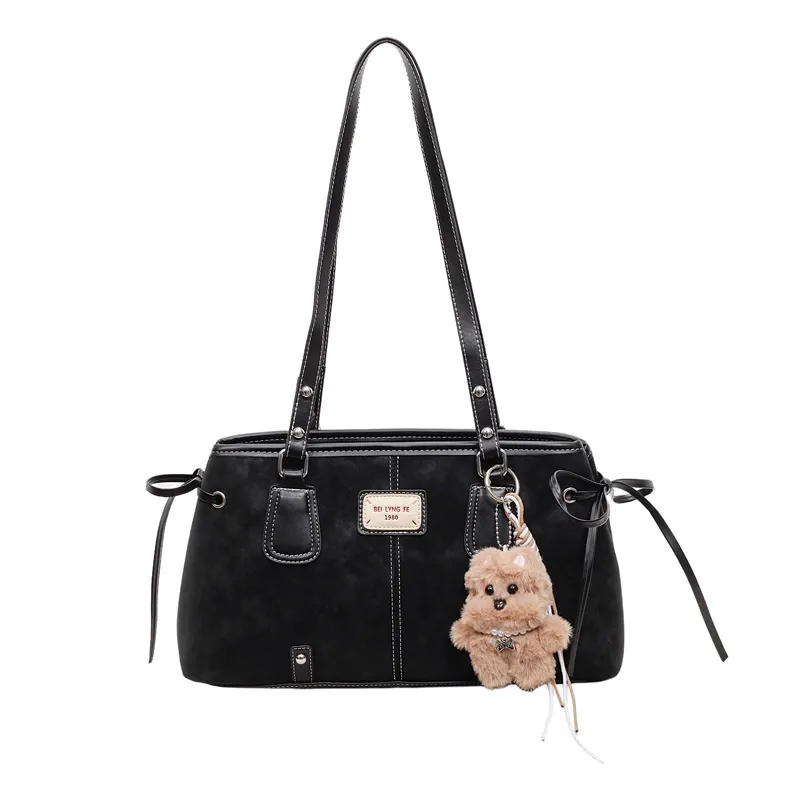 Suede Retro Tote Bag for Women, Shoulder Bag, Large Capacity, Suitable for Commuting and Everyday Use.