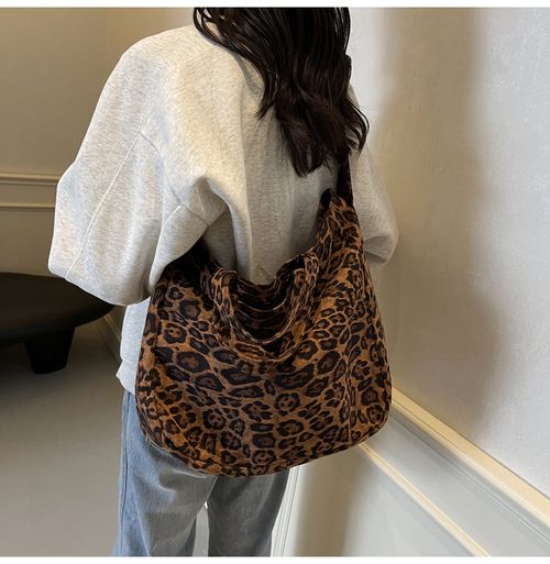 Retro leopard print bag, fashionable handbag, new  style, large capacity, commuter crossbody bag, shoulder bag, tote bag.