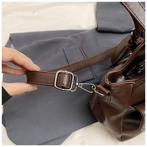 Retro European and American large capacity tote bag 2025 new handbag messenger bag splicing women's bag simple soft leather underarm bag