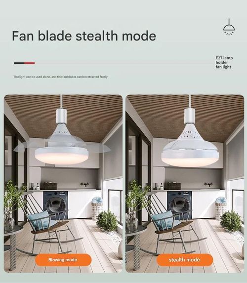 New style hall screw invisible fan light kitchen bedroom led chandelier fan small silent fan light