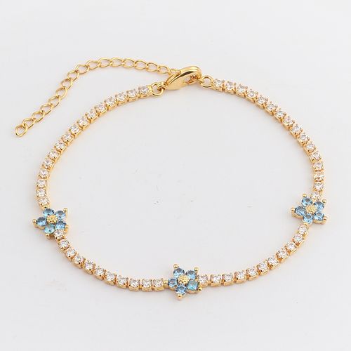 Micro-inlaid zircon bracelet Multi-color five-petal zircon inlaid simple sweet ladies bracelet