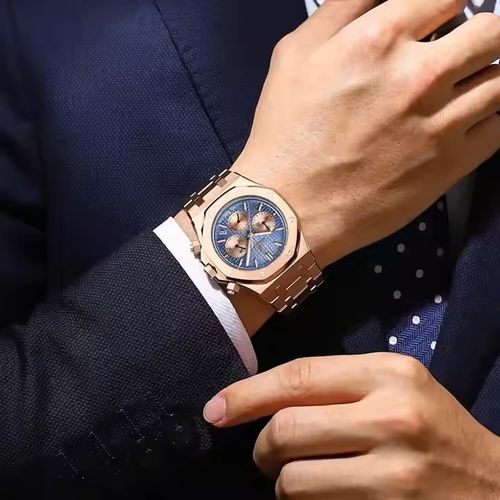 Fashion Men's Waterproof Luminous Quartz Watch Men's Rose Gold Waterproof Stainless Steel Business Sports Durable and Cheap