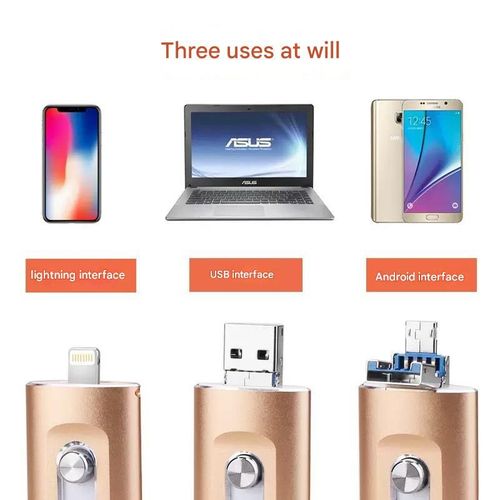 It is down in price！Apple mobile phone Android Computer 3 in 1 USB flash drive iPhone external 64g