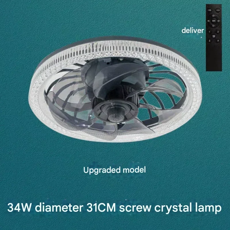 New LED fan light energy saving E27 screw home bedroom living room three color ceiling fan light with remote control