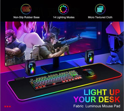Light-Up RGB Gaming Mouse Pad! Colorful LED Effects + Large Size Thickened Design, Non-Slip Base No Shifting, Compatible with ROG Keyboards, Perfect for Gaming Office Desktop Ambiance
