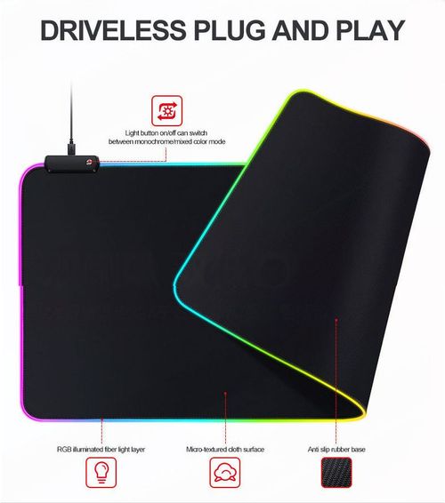Light-Up RGB Gaming Mouse Pad! Colorful LED Effects + Large Size Thickened Design, Non-Slip Base No Shifting, Compatible with ROG Keyboards, Perfect for Gaming Office Desktop Ambiance