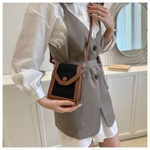 Splicing diamond small bag women's new fashion shoulder messenger bag textured mobile phone bag women's bag