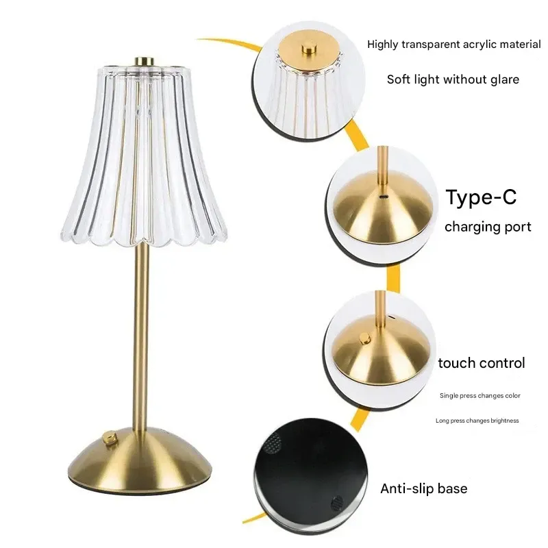 Rechargeable atmosphere light creative bar ornaments outdoor camping bedroom LED bedside night light USB rechargeable