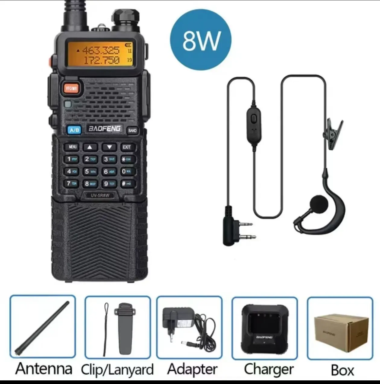 Baofeng UV-5R 8W High Power Handheld Radio! 3800mAh Large Battery, Long-Lasting Outdoor Communication, Suitable for Road Trips Camping Commercial Use