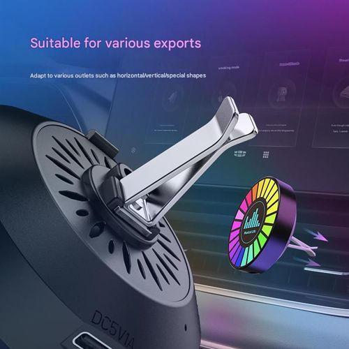 Car LED air vent circle aromatherapy pickup lamp atmosphere lamp car music rhythm lamp car ornaments, one set, plug-in type, with app control
