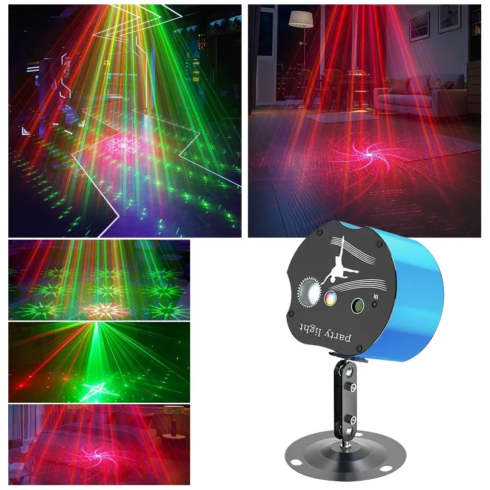 Red and green double hole laser colored light star projector music queue party outdoor mini atmosphere light