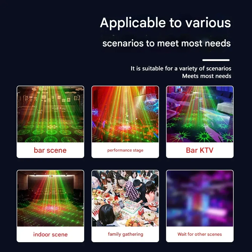 Red and green double hole laser colored light star projector music queue party outdoor mini atmosphere light