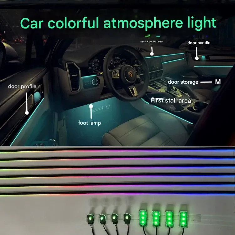 Car atmosphere light LED headlight cold light car atmosphere light voice-controlled music rhythm light pickup light decorative light